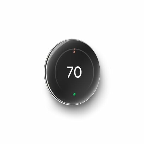 Smart thermostat displaying temperature of 70 degrees